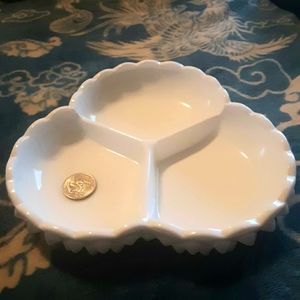 White Milkglass Hobnail Glass Dish